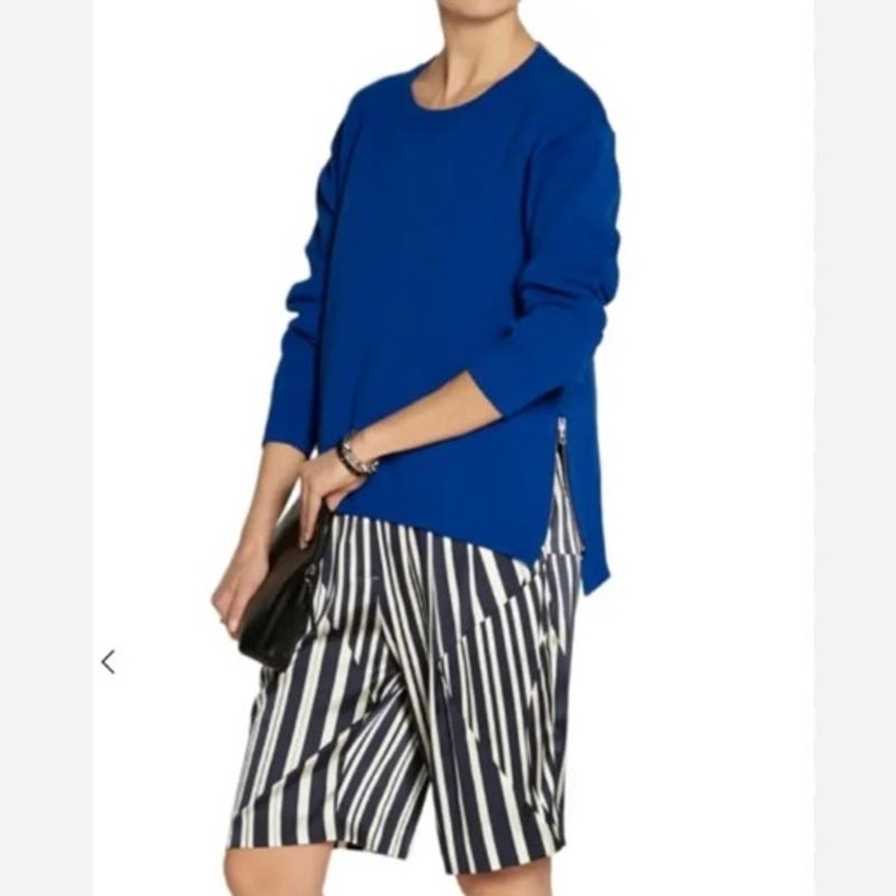 Designer Acne Studios Size L Cobalt Blue Misty Style Zip Detail Women's Jumper